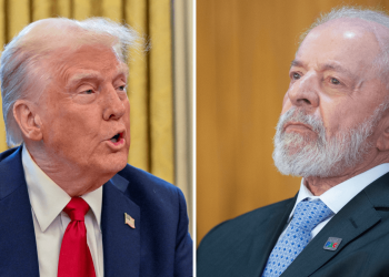 Donald Trump durante videoconferencia con Lula da Silva