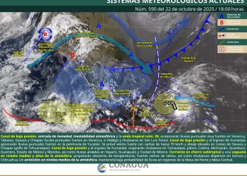 Mapa del pronóstico de lluvias en México por onda tropical 39 y canales de baja presión