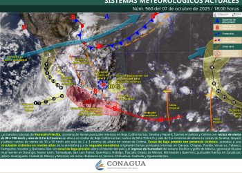 “Huracán Priscilla provoca oleaje elevado y lluvias torrenciales en Baja California Sur este 8 de octubre de 2025”
