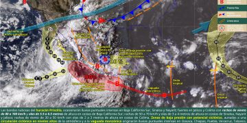 “Huracán Priscilla provoca oleaje elevado y lluvias torrenciales en Baja California Sur este 8 de octubre de 2025”