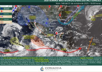 Mapa de pronóstico de lluvias intensas en México 2 de octubre 2025