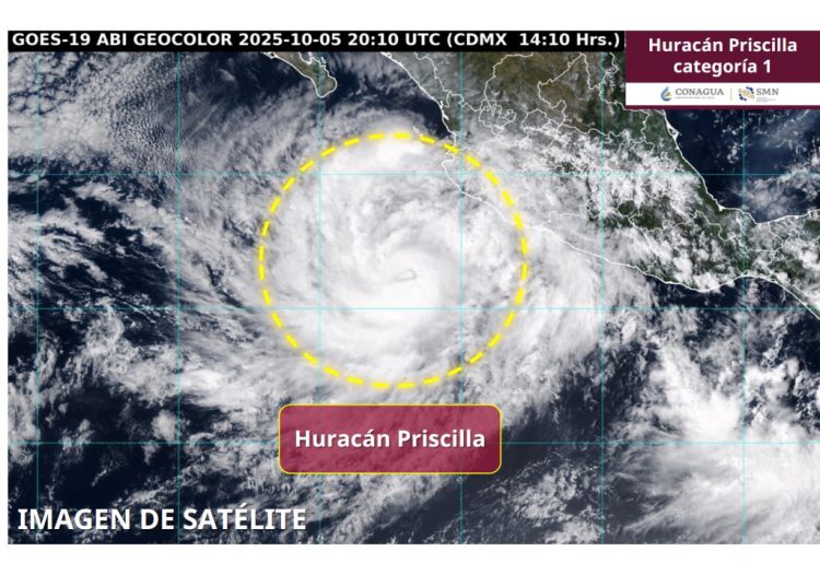 Huracán Priscilla categoría 1 en el Pacífico genera lluvias torrenciales y oleaje elevado en costas de Jalisco y Michoacán