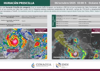 Imagen satelital del huracán Priscilla en el Pacífico mexicano