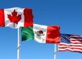 Logotipos del T-MEC y banderas de México y EE.UU.