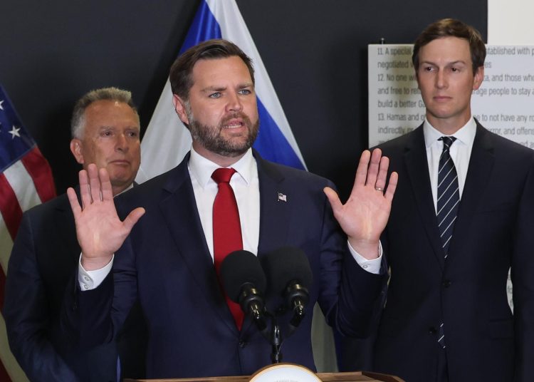JD Vance en visita a Israel para evaluar el alto el fuego en Gaza. EFE/EPA/ABIR SULTAN