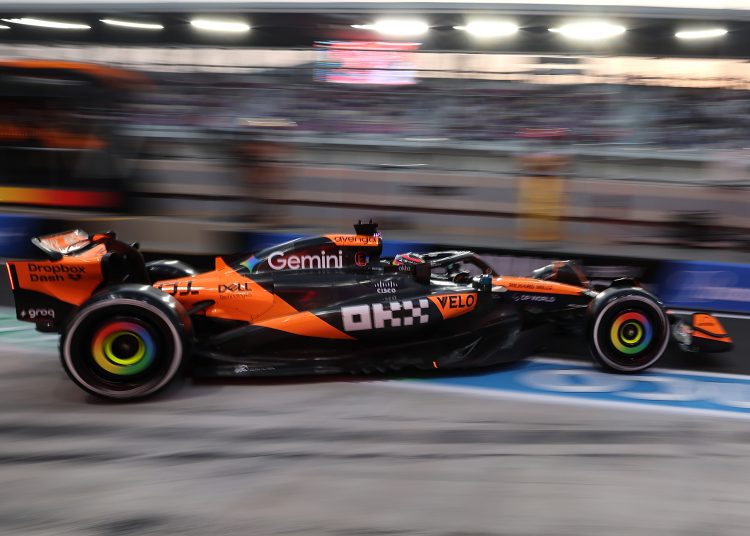 McLaren driver Oscar Piastri of Australia in action during a practice session of the Formula 1