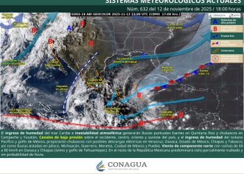 Prevén lluvias torrenciales en Quintana Roo y ambiente frío en el norte y centro del país