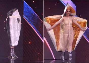 Miss Noruega se vuelve viral con su traje típico en forma de salmón