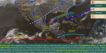 El frente frío 22 dejará lluvias en el sureste del país