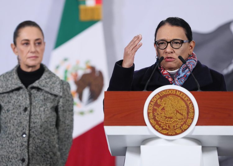 Rosa Icela Rodríguez, secretaria de Gobernación, informó sobre las repatriaciones de mexicanos desde EE.UU.. EFE/Mario Guzmán