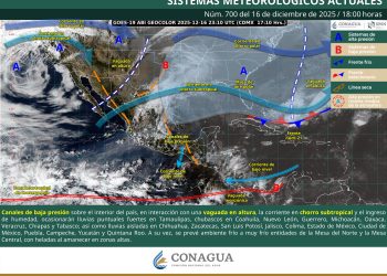 Lluvias, chubascos y frío marcarán el clima en México este 17 de diciembre