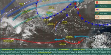 Frente frío 25 provocará lluvias intensas, evento de Norte y posible nieve en México