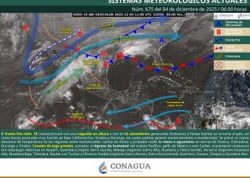 Frente frío 18 provoca lluvias fuertes, descenso de temperatura y posible caída de nieve en el norte del país