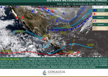 Canales de baja presión provocarán lluvias, granizo y ambiente frío en gran parte del país