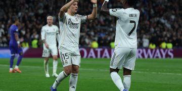El Real Madrid se impuso con autoridad este martes al Mónaco (6-1), gracias al doblete del francés Kylian Mbappé en los minutos 5