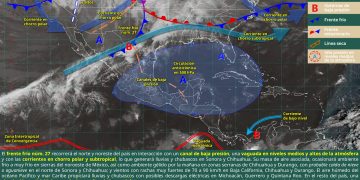 Frente frío 27 provoca lluvias, fuertes vientos y posible caída de nieve en el norte de México