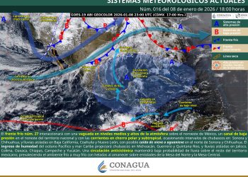 Frente frío 27 provoca lluvias, vientos fuertes y heladas este 9 de enero en México