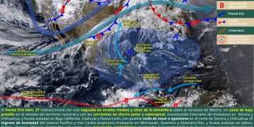 Frente frío 27 provoca lluvias, vientos fuertes y heladas este 9 de enero en México