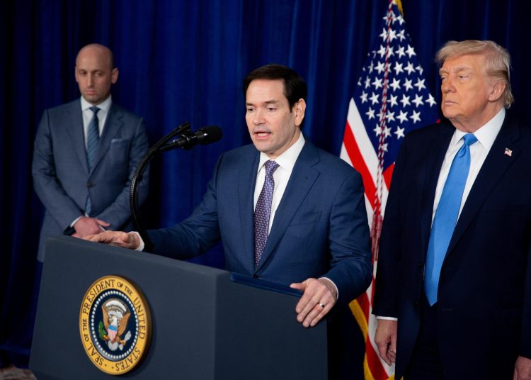 Marco Rubio afirmó que EE.UU. no mantiene tropas en Venezuela tras la captura de Nicolás Maduro. EFE/EPA/NICOLE COMBEAU / POOL