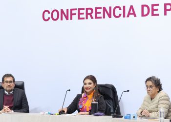 Jefa de Gobierno Clara Brugada en conferencia sobre medidas contra la corrupción inmobiliaria en Ciudad de México