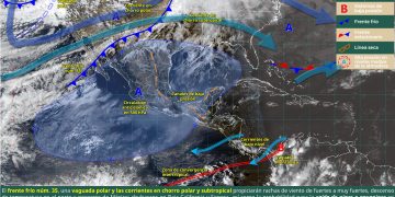 Frente frío 35 provoca vientos fuertes, heladas y contraste térmico en México