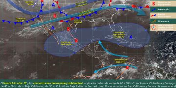 Frente frío 37 provocará vientos de hasta 80 km/h en el noroeste