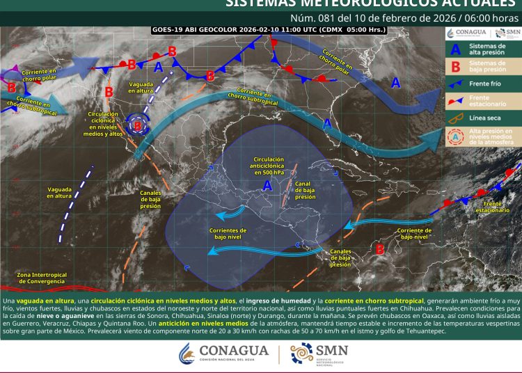 Frente frío y circulación ciclónica provocan heladas, nieve y lluvias en el norte del país