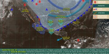Frente frío 37 provoca lluvias intensas, vientos de hasta 120 km/h y heladas este 23 de febrero