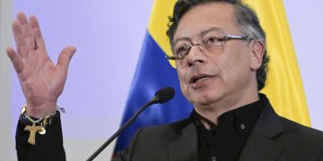 El presidente de Colombia, Gustavo Petro, durante su rueda de prensa en Washington tras reunirse con Donald Trump