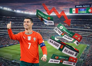 La ausencia de Cristiano Ronaldo en el amistoso del próximo 28 de marzo contra México en el Estadio Azteca provocó que los precios de los boletos en sitios de reventa comenzarán a bajar.