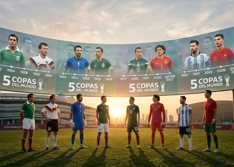 futbolistas históricos con cinco participaciones en Copas del Mundo de la FIFA en un estadio