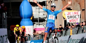 Mexican rider Isaac Del Toro of team UAE Team Emirates XRG wins the 6th stage of the Tirreno-Adriatico