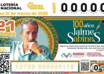 Lotería Nacional lanza sorteo en honor a Jaime Sabines por su centenario
