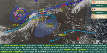Cuarta tormenta invernal y frente frío 40 provocarán lluvias, viento y posible nieve en el norte de México