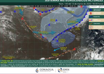 Frente frío 40 provocará lluvias en el sureste y chubascos en el centro de México