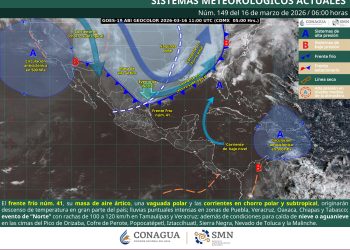 Frente frío 41 provoca lluvias intensas, vientos de hasta 120 km/h y posible nieve en volcanes
