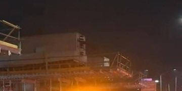 Estructura colapsada en las obras de la Línea 4 del Metro en Monterrey