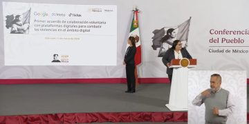 La secretaria de las Mujeres, Citlalli Hernández, presentó el acuerdo con plataformas digitales para prevenir la violencia en línea
