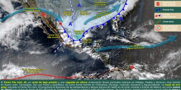 Frente frío 43 provocará lluvias intensas, evento de “Norte” y calor extremo en México