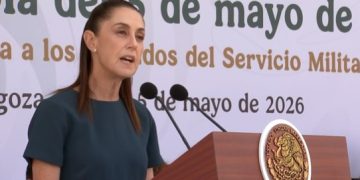 Claudia Sheinbaum durante la conmemoración del 5 de mayo en Puebla