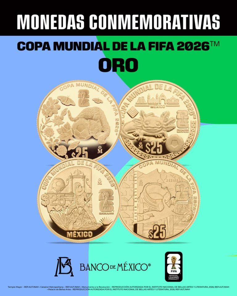 Banco de México emite 12 monedas conmemorativas del Mundial 2026