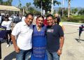 La gobernadora Evelyn Salgado con Jesús Zamora Cervantes y  Marco Antonio Velázquez Jirón, ambos detenidos.