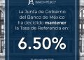 Tasa de interés se mantiene sin cambios: Banxico