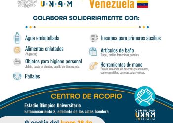 UNAM abre centro de acopio para apoyar a damnificados por terremotos en Venezuela