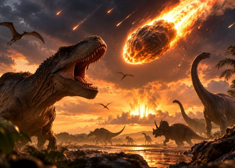 El meteorito que acabó con los dinosaurios era más raro de lo que se creía | IMAGEN REALIZADA CON IA