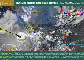 La onda tropical 21 y el huracán Genevieve dejarán lluvias fuertes en el país